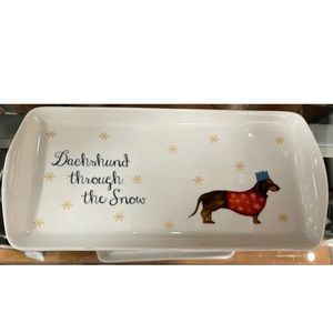 Milly Green Christmas Dachshund Through the Snow Doxie Serving plate plate